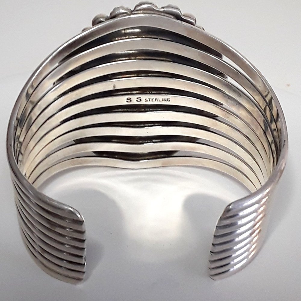 LARGE Kingman Sterling Native American Statement  Bracelet - Picture 6 of 9